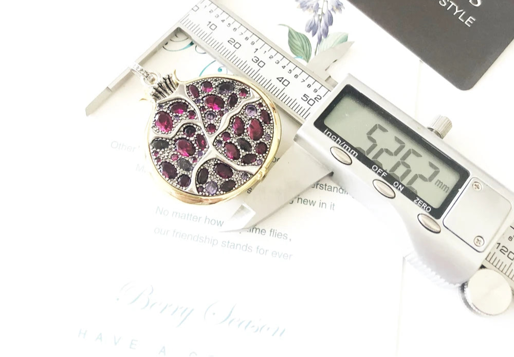 925 Sterling Silver Large Pomegranate Pendant Spring Fashion Romantic Gift For Her