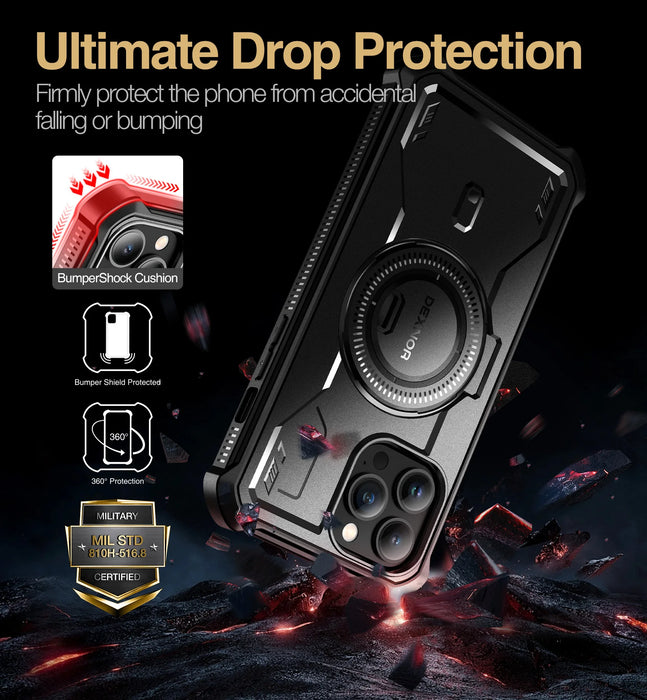 For Iphone 13 Pro Max Full-Body Bumper Military Grade Armor Shockproof Shell Case With Built-In Screen Protector Kickstand
