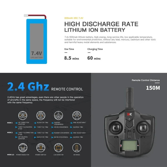 650mm Wingspan Rc Plane 3d/6g System