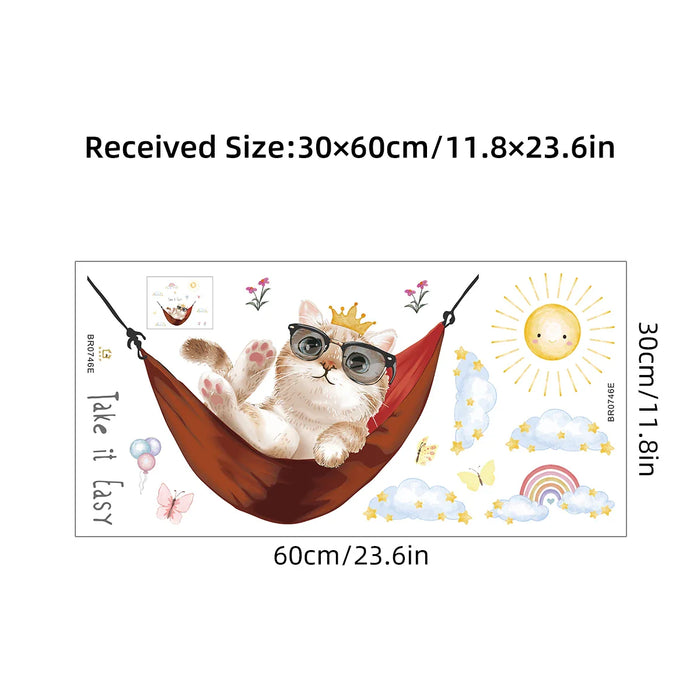 Adorable Cat Sun Wall Decals For Kids Room Decor
