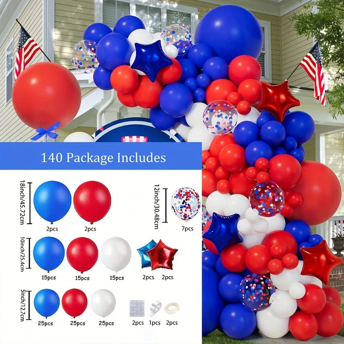 140Pcs Independence Day Balloon Garland Arch Kit Fourth Of July Birthday Party Anniversary Indoor And Outdoor Decorations