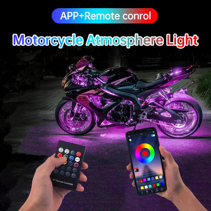 12V Led Motorcycle Atmosphere Foot Light Remote Control Waterproof