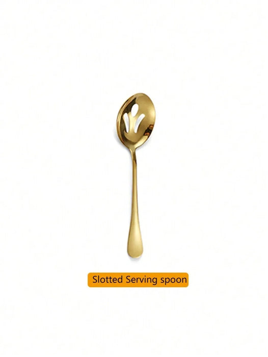 1 / 8 Piece Gold Stainless Steel Cutlery Set With Serving Utensils