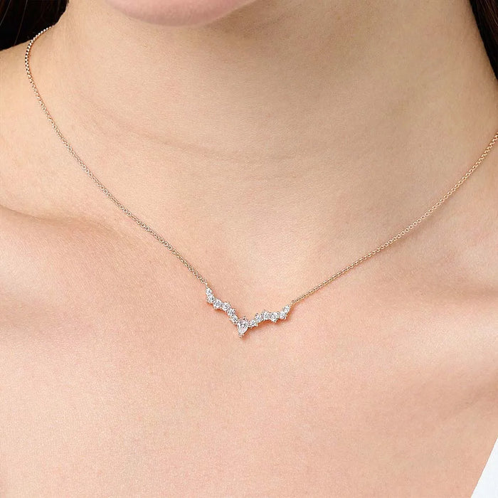 925 Sterling Silver Rose Gold Ice Crystal Necklace Fashion Jewelry For Women