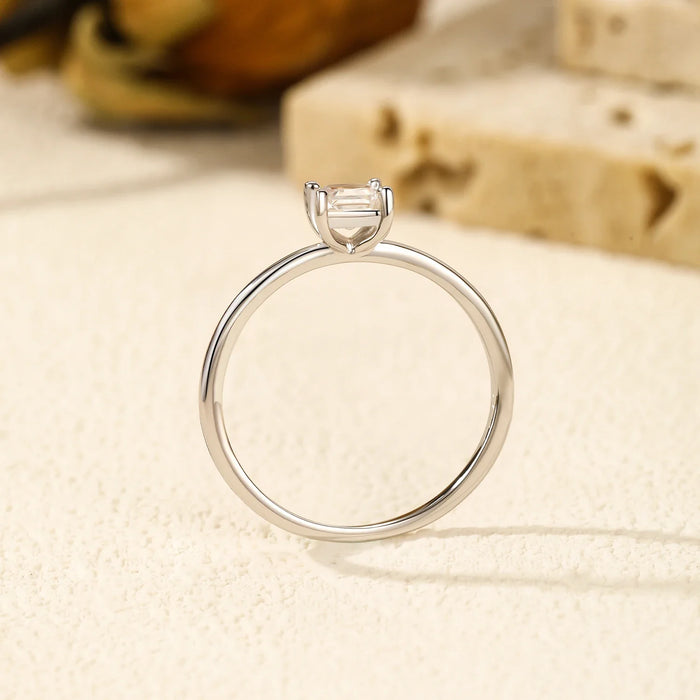 925 Sterling Silver D Colour Square Moissanite Ring For Women