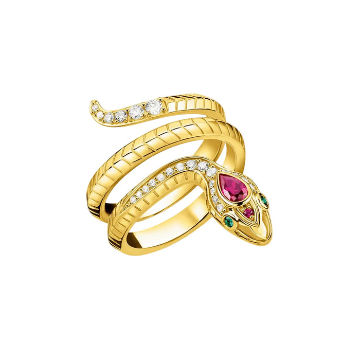 925 Sterling Silver Boho Golden Snake Ring Fine Jewelry For Women