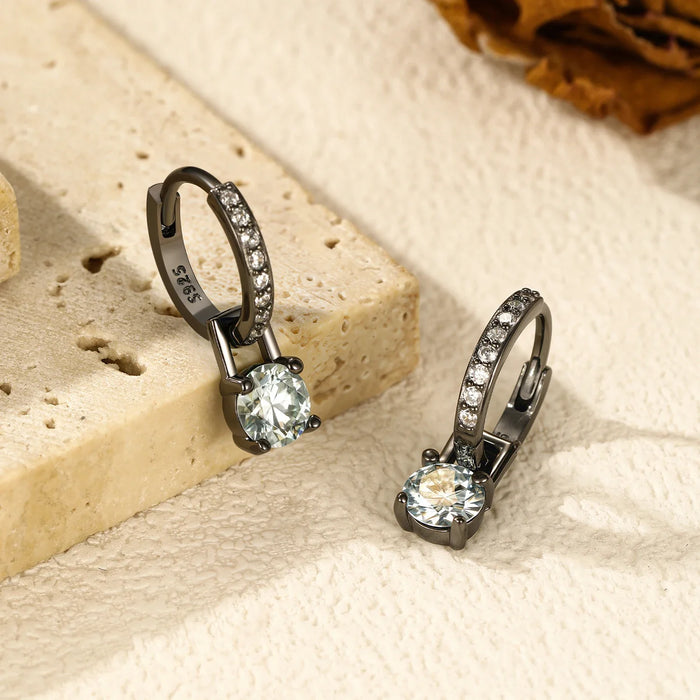 925 Sterling Silver 0.5Ct D Colour Light Green Moissanite Hoop Earrings In For Women