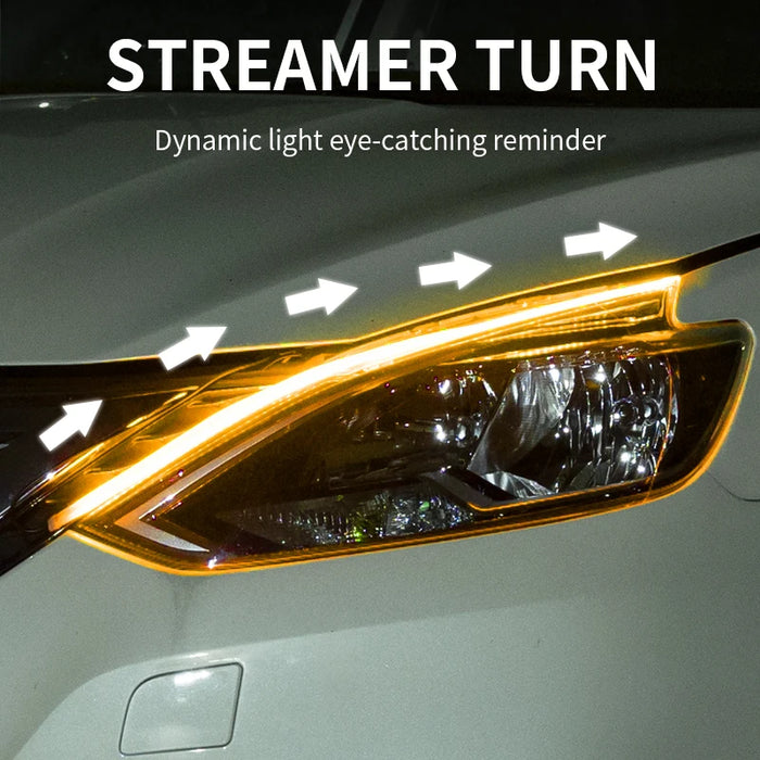 2Pcs Flexible Led Drl Car Daytime Running Lights White / Yellow 12V