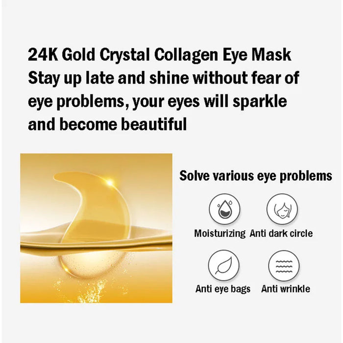 60 Piece Gold Crystal Collagen Eye Mask For Dark Circles & Bags