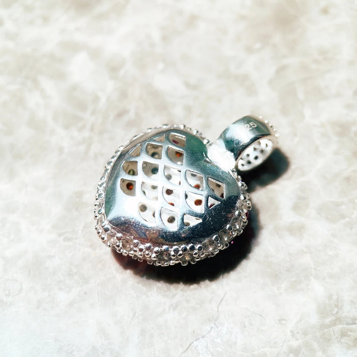 925 Sterling Silver Flower Heart Pendant Glam Jewelry For Women