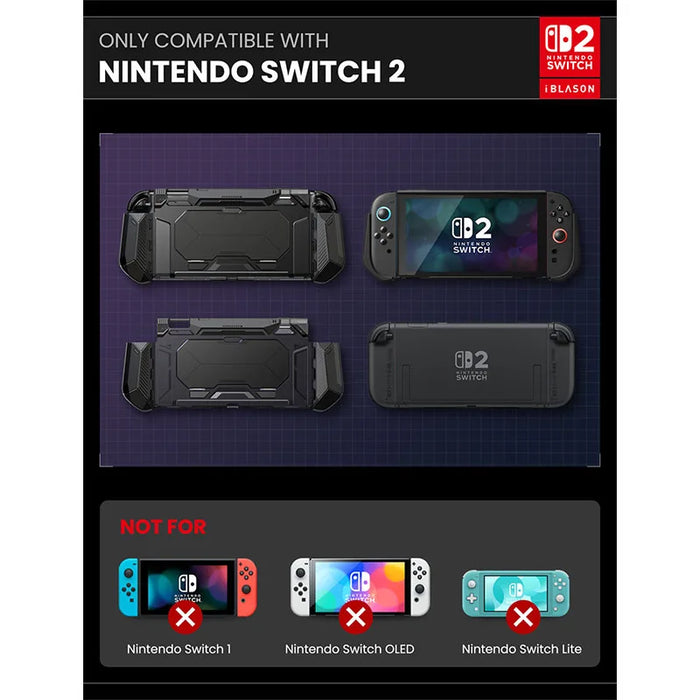 For Nintendo Switch 2 Case With Stand Matrix Dockable Comfortable Ergonomic Grip Protective Bumper Case