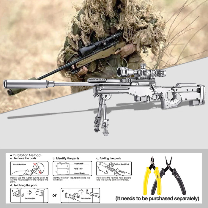 3D Metal Sniper Rifle Puzzle Kit For Adults Collectible Gift