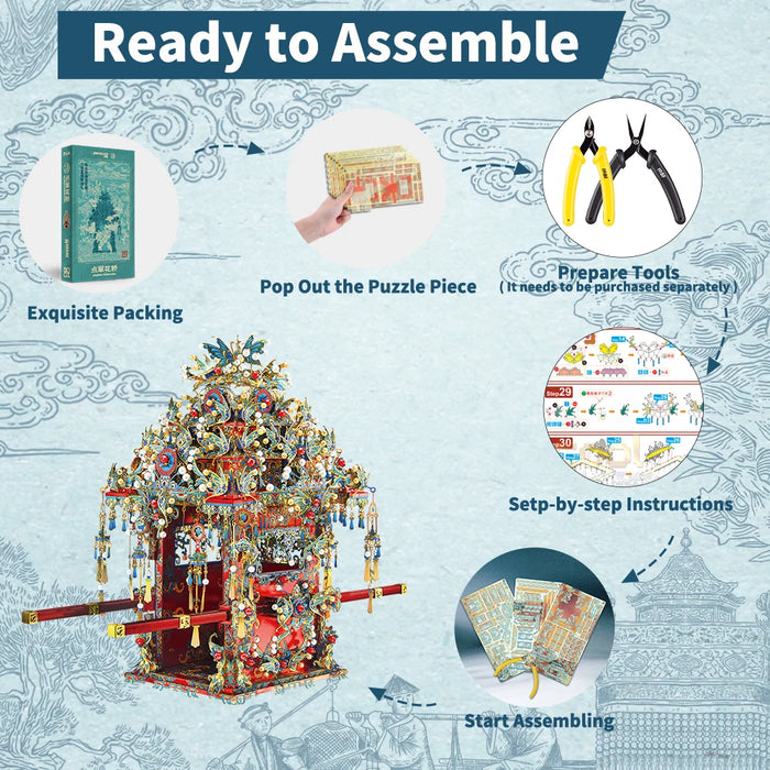 Chinese Style Kingfisher Bridal Sedan Puzzle Kit