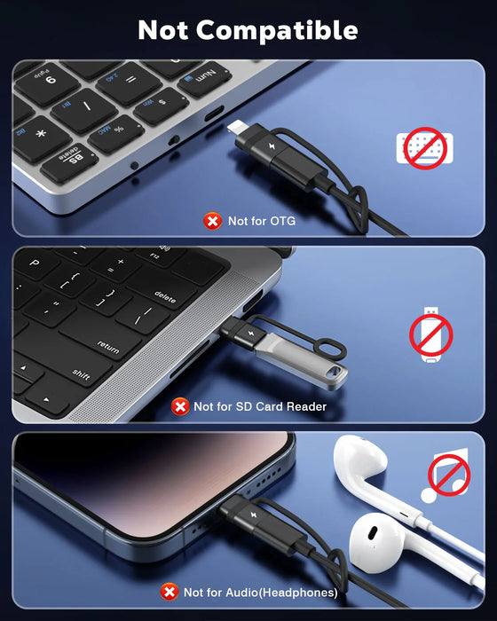 For Iphone 14 Usb C To Lightning Adapter With 36W Pd Fast Charging Not For Audio / Otg Usb-C Female To Lightning Male Adapter