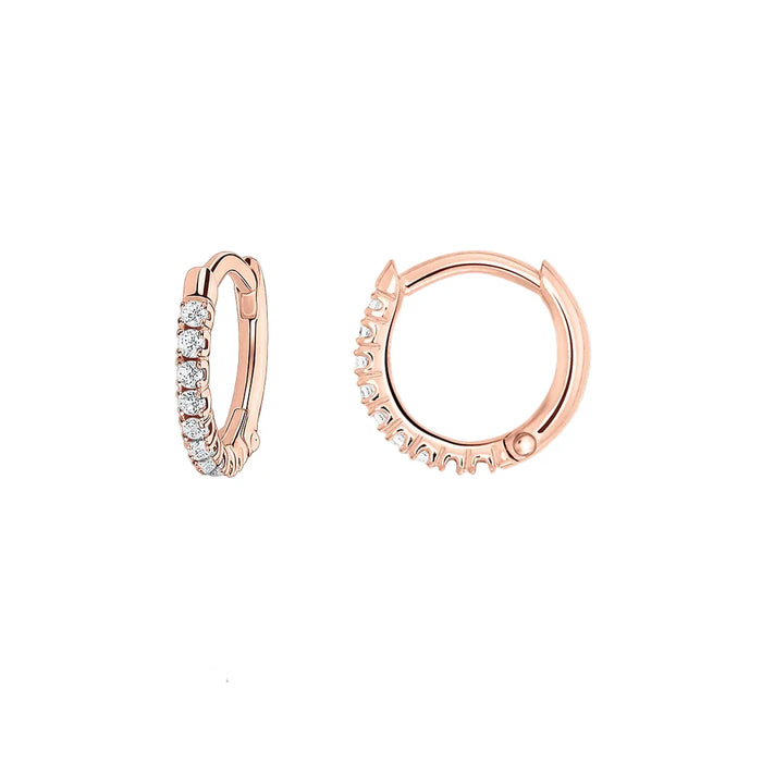 925 Sterling Silver Romantic Gift Rose Gold Hinged Hoop Earrings Fine Jewelry For Women French Setting Stones Europe