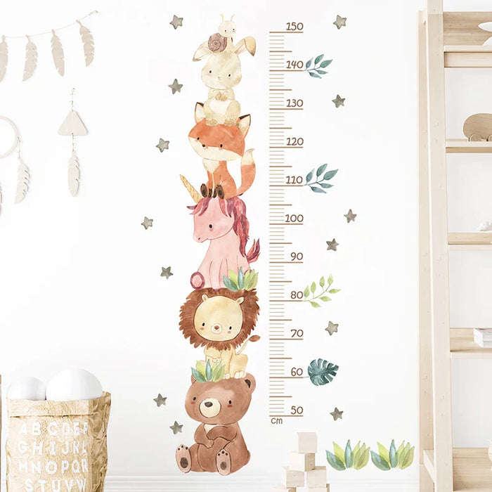 Watercolour Animal Growth Chart Wall Decals For Kids Room