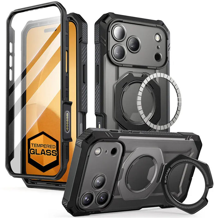 For Iphone 17 Pro Ub Grip Pro Heavy Duty Rugged Magnetic Phone Case With Built-In Tempered Glass Screen Protector