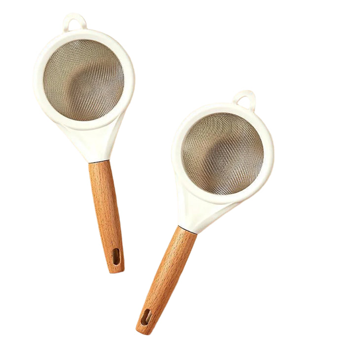 Stainless Steel Flour Sieve With Wooden Handle Baking Tool