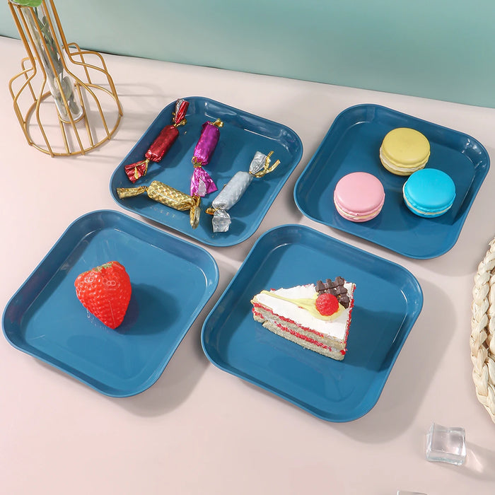4 / 8 / 12 Piece Reusable Dark Blue Snack Plates Perfect For Family Kitchen Picnics Camping And More