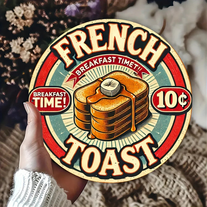 French Breakfast Time Tin Sign 8X8 Inch Inch Retro Wall Art Waterproof