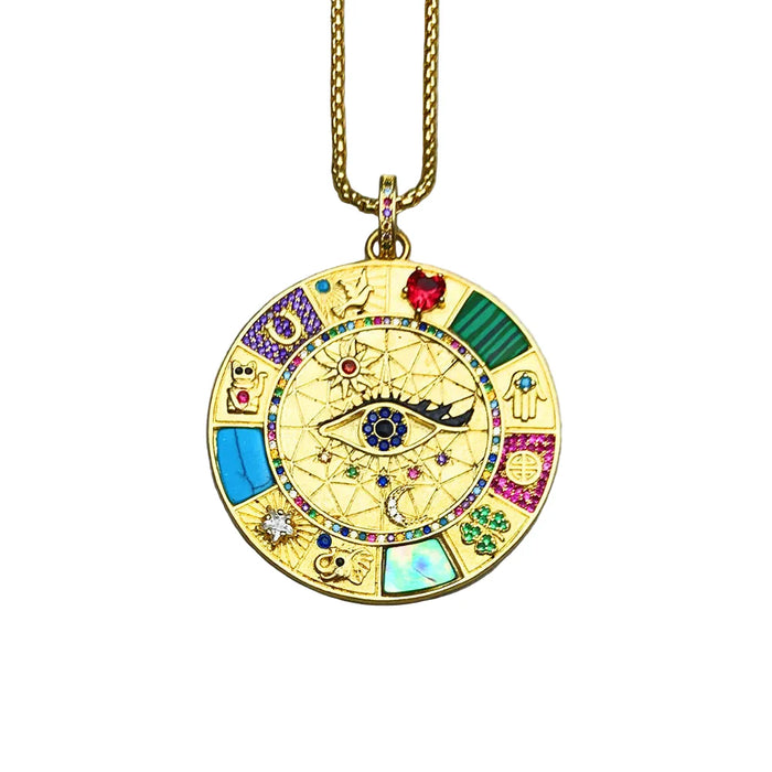 925 Sterling Silver Wheel Of Fortune Necklace Magical Lucky Symbols Amulet For Women And Men Fine Jewelry From Europe