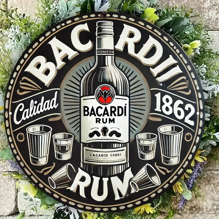 Vintage-Style 2D Aluminum Sign Bacardi Rum Design Durable Metal