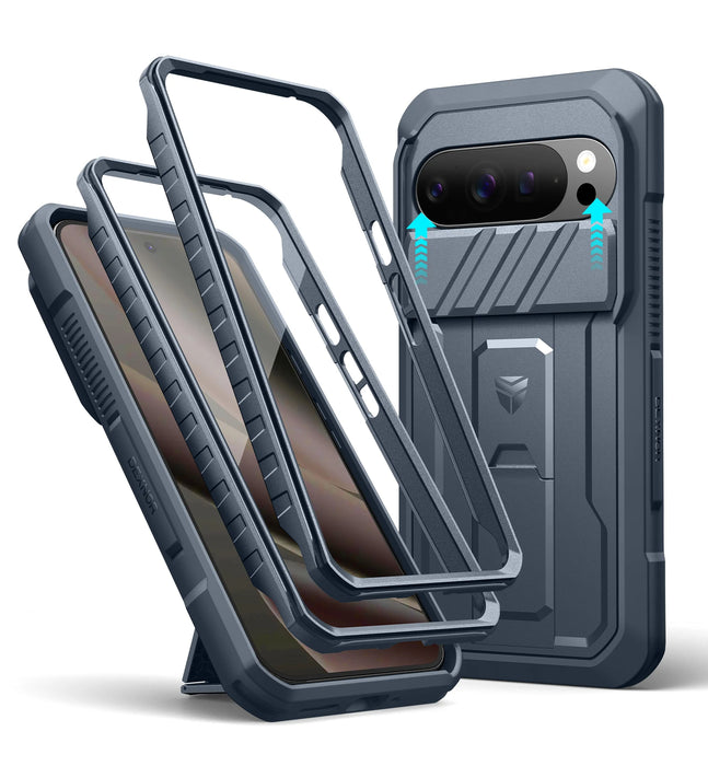 For Google Pixel 10 Pro Xl Kickstand Rugged Bumper Shockproof Case With Slide Camera Case And Built-In Screen Protector