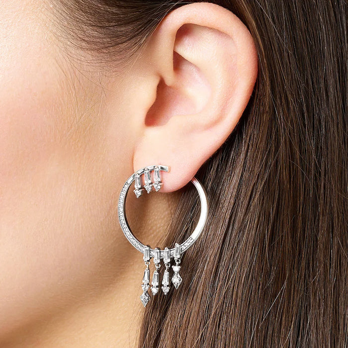 925 Sterling Silver Sun Hoop Earrings For Women & Glamorous