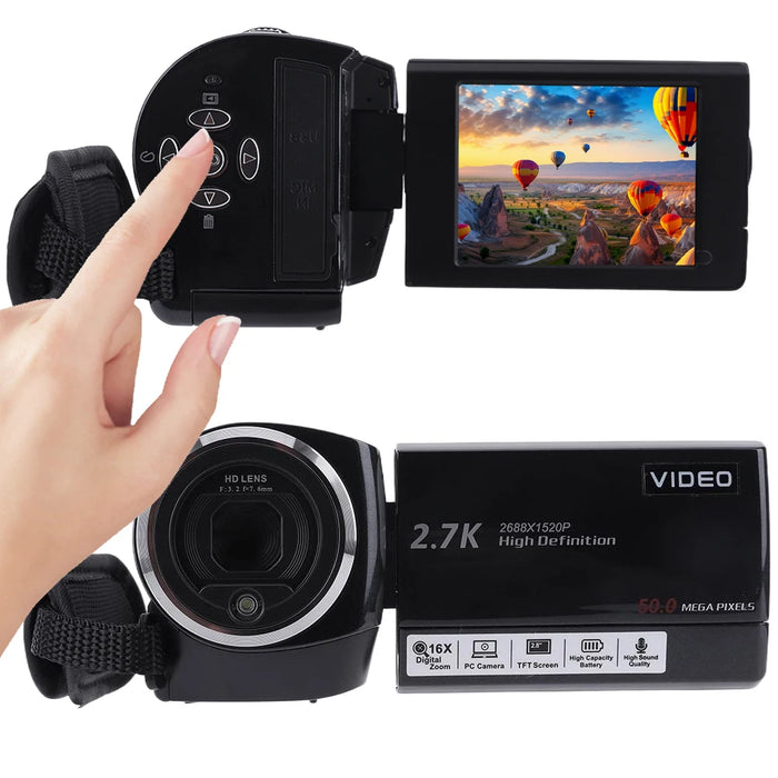 2.7K Camcorder 2.8 Inch Screen Digital Video Camera Vlogging Camera 50Mp 16X Digital Zoom Video Camera Camcorder For Outdoor