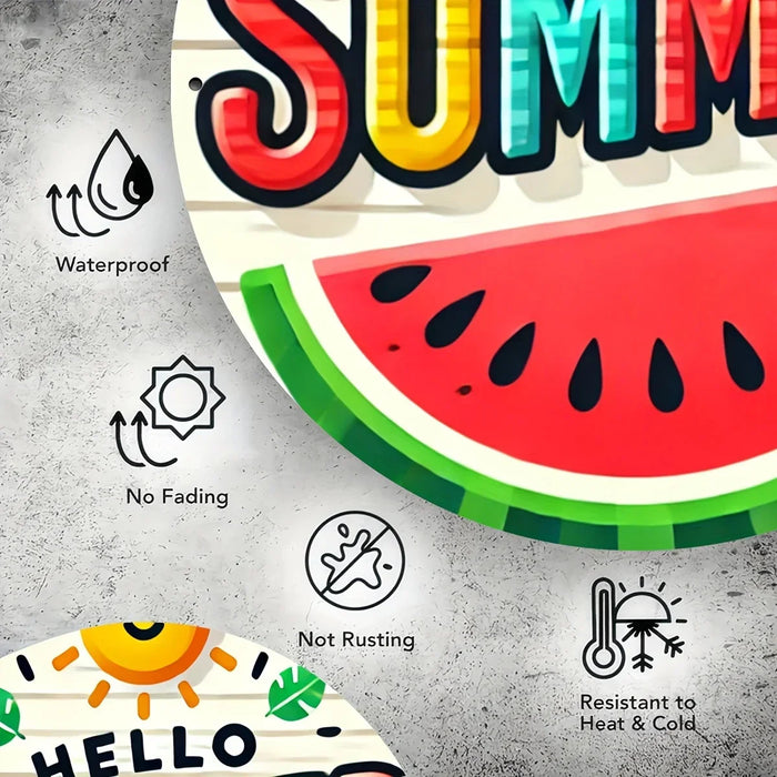 Summer Watermelon Round Metal Sign Versatile Decor For Home & Garden