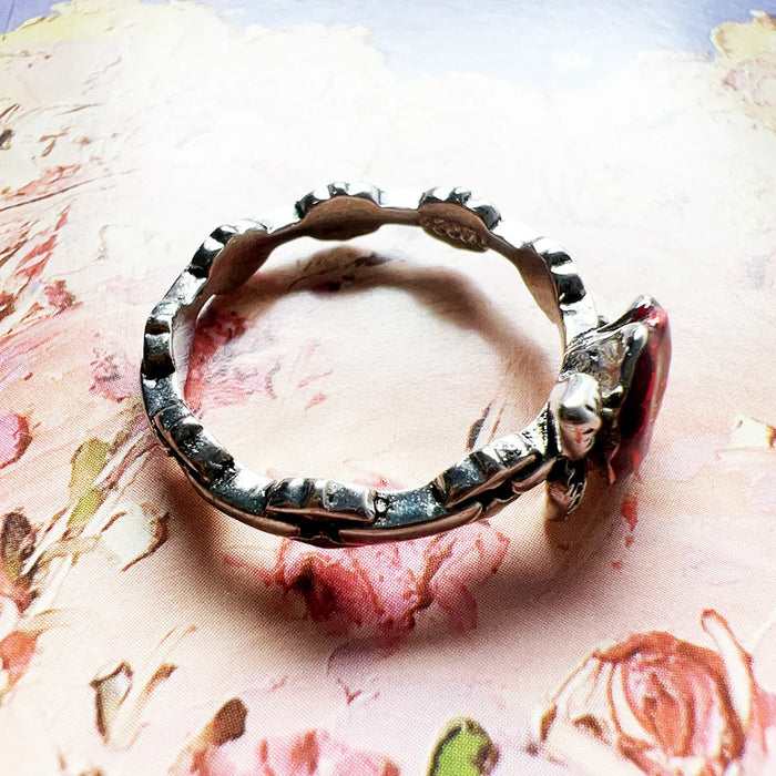 925 Sterling Silver Romantic Gift Rose Ring European Design Fine Jewelry For Women