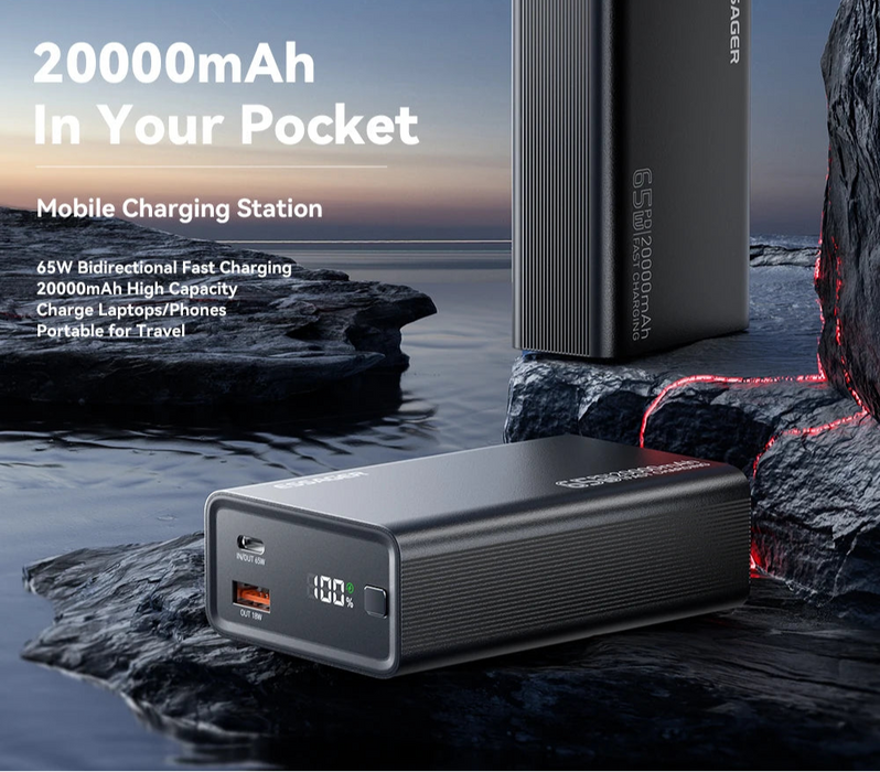 Power Bank 20000Mah Portable Pd 65W Fast Charging Mobile Phone External Battery Powerbank For Phone Laptop Tablet Mac