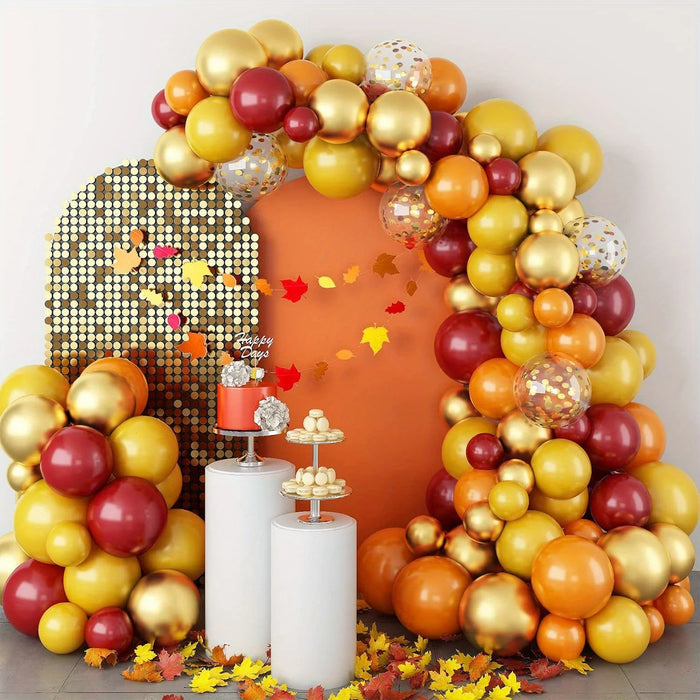 100 Pcs Yellow Orange Thanksgiving Day Balloon Arch Kit For Autumn Theme Party Birthday Party Event Celebration Etc