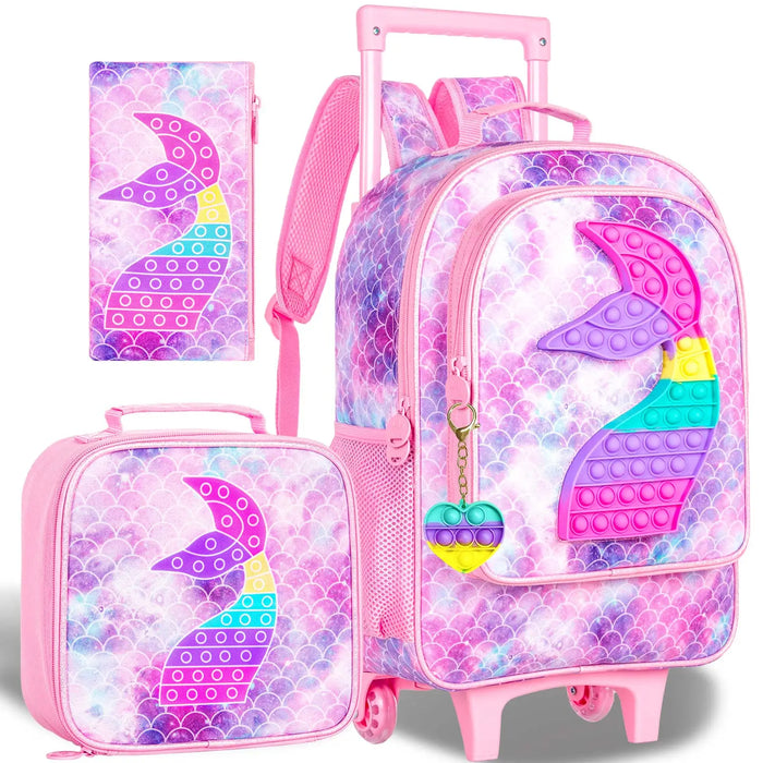 Unicorn Dinosaur Rolling Backpack For Kids