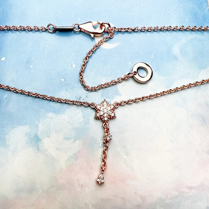 925 Sterling Silver Snowflake Necklace & Earring Set Romantic Gift