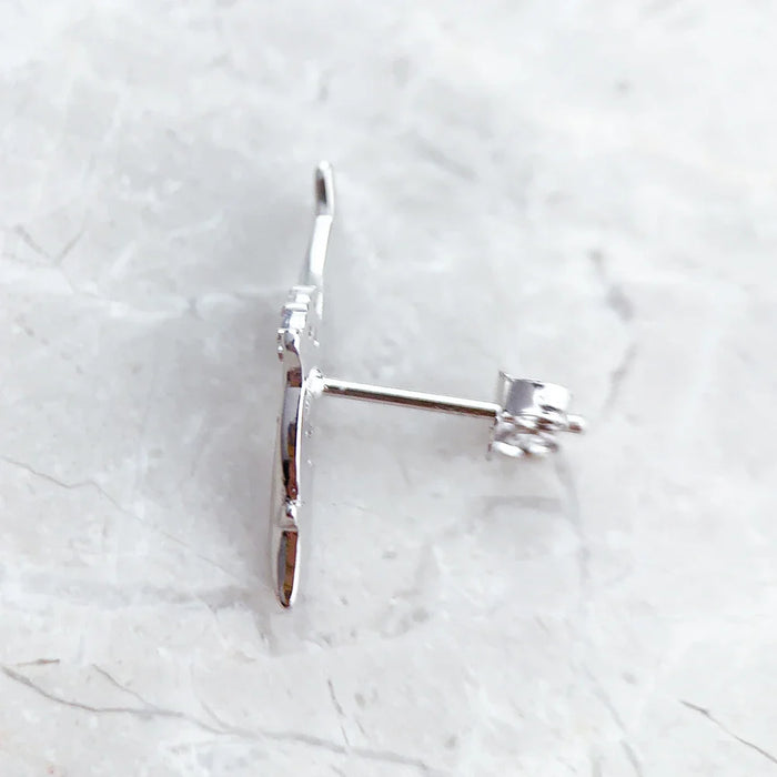 925 Sterling Silver Blue Stone Dolphin Ear Climbers