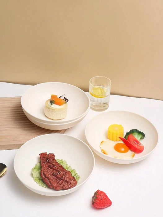 4 / 8 / 12 Piece Reusable Beige Plastic Bowls Microwave & Dishwasher Safe
