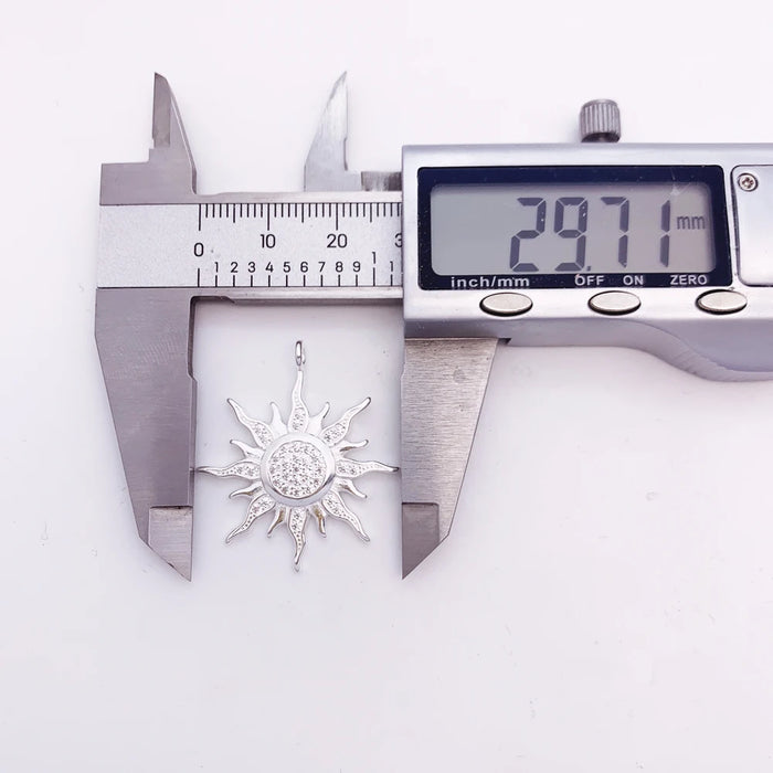 925 Sterling Silver Boho Sun Pendant With White Stone Pave European Style Fine Jewelry Gift For Women & Men