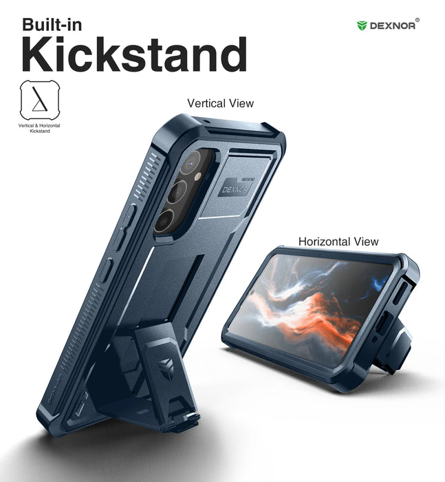 For Samsung Galaxy A34 5G 6.6 Inch 360 Full-Body Rugged Holster & Kickstand Shockproof Case With Built-In Screen Protector