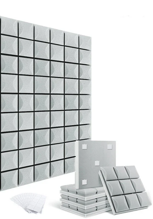 12 Pack Acoustic Soundproof Panels For Studio & Bedroom Self-Adhesive Ceiling Foam Insulation