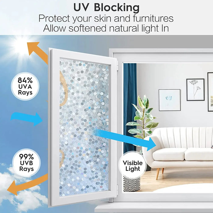 Rainbow Window Film - Stained Glass Clings - 3D Decorative Coverings - Static Cling Removable