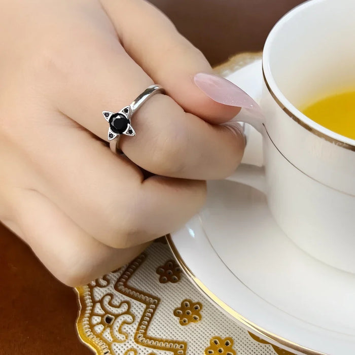 925 Sterling Silver Star Stackable Ring Europe Style Fine Jewerly For Women Romantic Gift