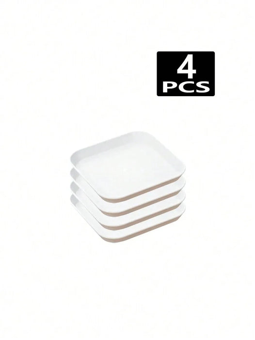 4 / 8 / 12 Piece Reusable White Plastic Square Plates Perfect For Camping Picnics And Restaurants