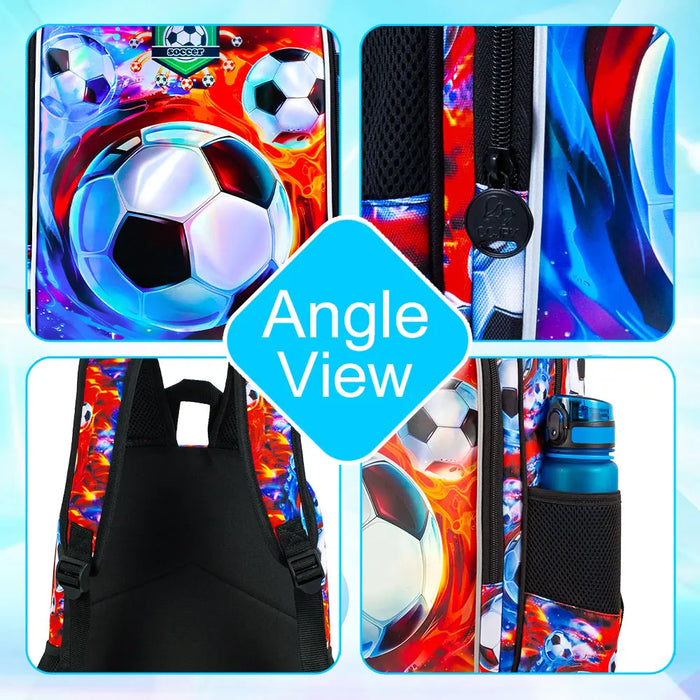 16 Inch Soccer Backpack With Lunch Box For Boys