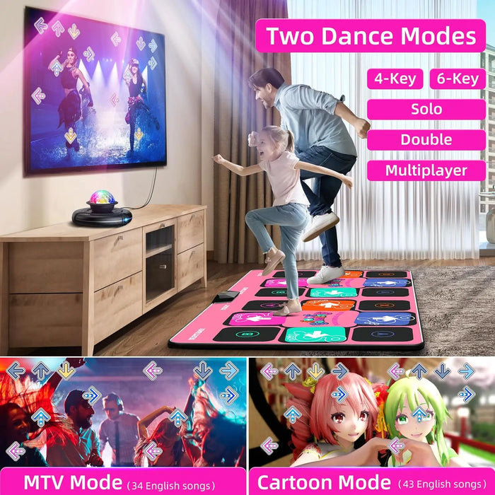 Wireless Dance Mat For Tv / Pc Anti Slip Fitness Music Game Double Controller Foldable