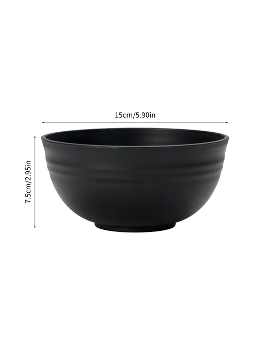4 / 6 / 8 Piece Reusable Black Plastic Dinner Bowls Ideal For Food Dessert Camping