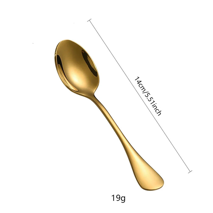 6 Piece Gold Mini Spoon Set For Coffee Dessert And Tea