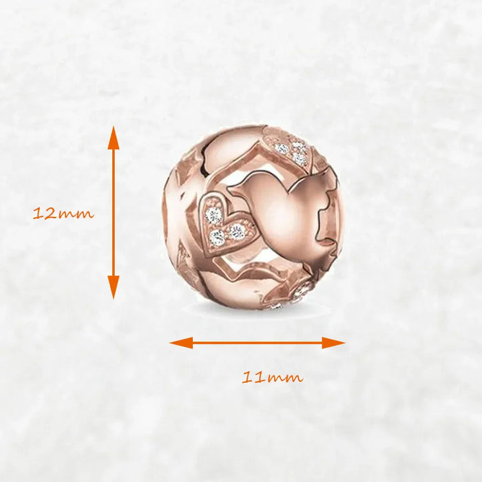 925 Sterling Silver Romantic Rose Gold Love Bird Charm Jewelry For Women