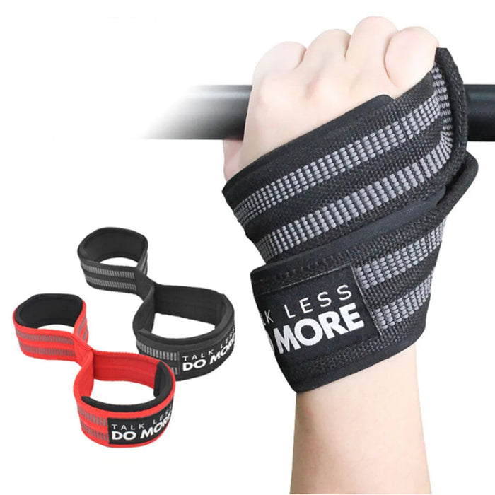 Pair of Figure 8 Weight Lifting Straps Gym Wrist Support