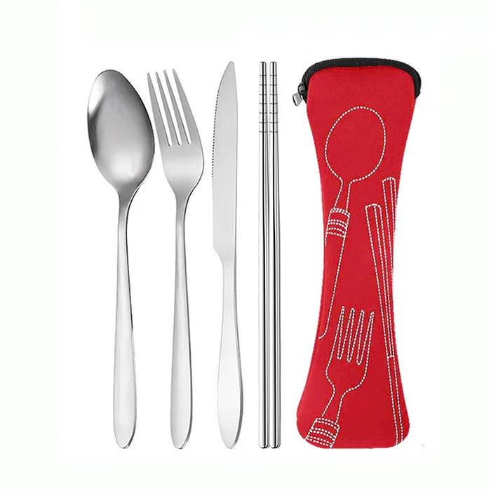4 Piece Stainless Steel Cutlery Set For School Travel Camping Work